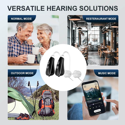 Ceretone BTE Hearing Aids with Noise Cancellation, Behind-the-Ear, 4 Listening Modes, 200+ Hour A13 Battery