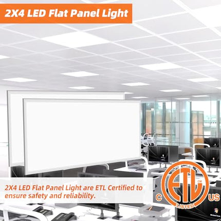 2X4 LED Flat Panel Light,4 Pack,0-10V Dimmable,75W with 7800 Lumens,5000K Daylig