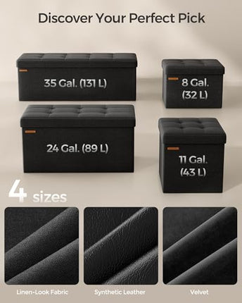 SONGMICS Small Folding Storage Ottoman, Foot Rest Stool, 31 x 41 x 31 cm, 286 kg