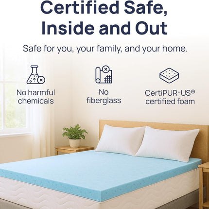 Sure2Sleep Cool Gel Swirl Memory Foam Mattress Topper Made in USA 2-Inch (Twin X