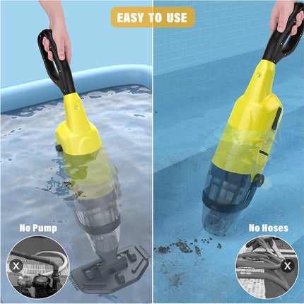 Cordless Pool Vacuum, 60-Min Runtime Rechargeable Pool Cleaner for Above Ground