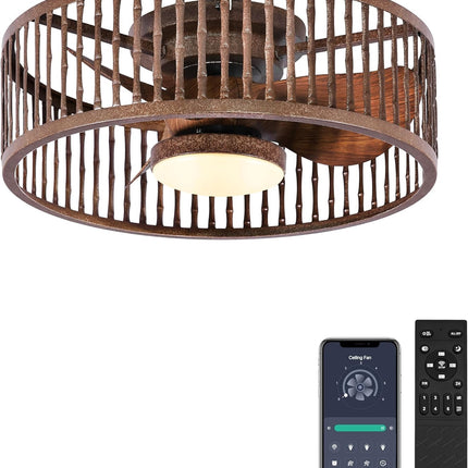 Coolbull Ceiling Fan with Lights, Remote & APP Control, 20 Inch Farmhouse Flush