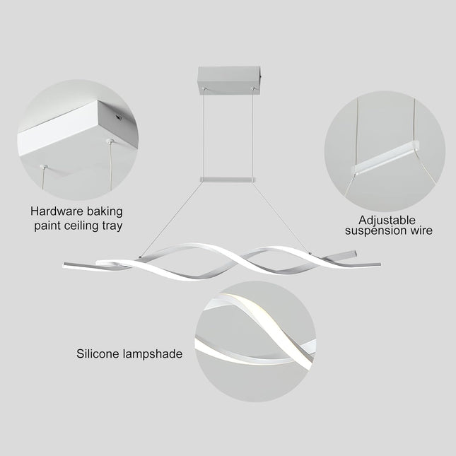 Jaycomey Modern Pendant Light, Dimmable LED Chandelier with Remote Control,Wave