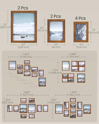 SONGMICS Picture Frames, Collage Picture Frames Set of 10, Two 8x10, Four 5x7, F