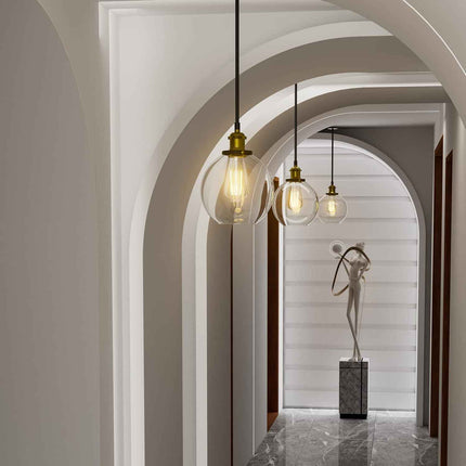 Frideko 2pc Glass Pendant Light - 7.9 inches Globe Pendant Light, Vintage Pendan