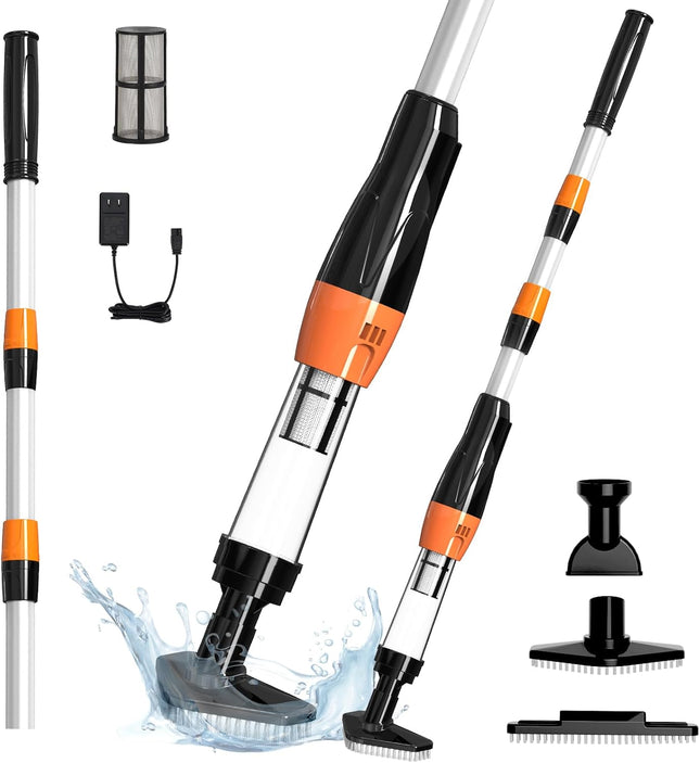 YSMJ 1814 3-in-1 Cordless Rechargeable Pool Vacuum, Lightweight Handheld Cleaner for Above Ground Pools & Spas