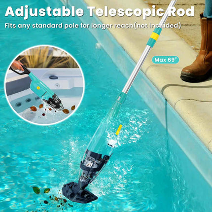 Efurden Handheld Pool Vacuum, Rechargeable Pool Cleaner with Running Time up to