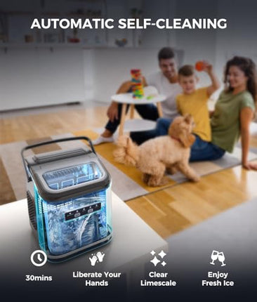 Ecozy Countertop Ice Maker, Portable, Self-Cleaning, 9 Bullet Ice Cubes in 6 Min