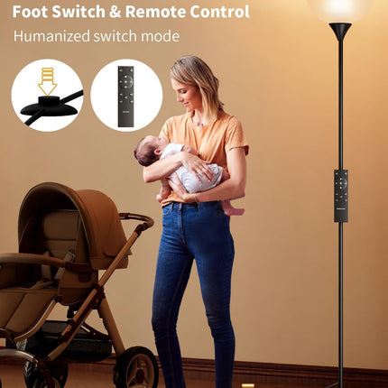 Luckystyle Torchiere Floor Lamp, 1200LM Super Bright Dimmable Standing Lamp