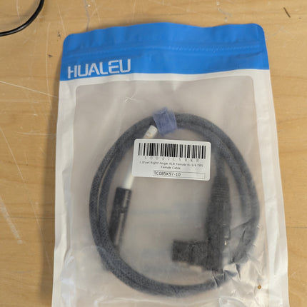 HUALEU 3.3Feet Right Angle XLR Female to 1/4 TRS Female Cable,6.35mm TRS 1/4 to