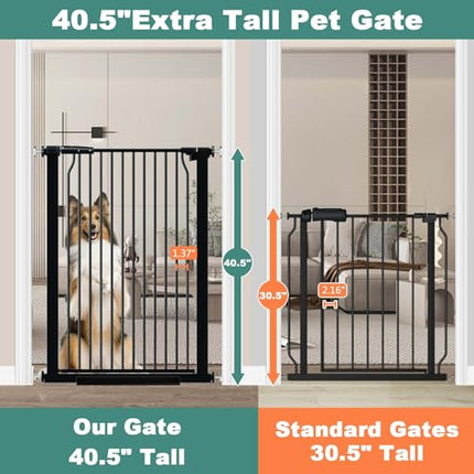 40.5" Extra Tall Baby Gate, 29.6"-32.5" Extra Wide Dog Pet Gate Pressure Mounted