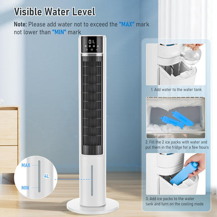 3-in-1 Evaporative Air Cooler, 40" Cooling Fan, 75° Oscillation, 3 Speeds 4 Mode