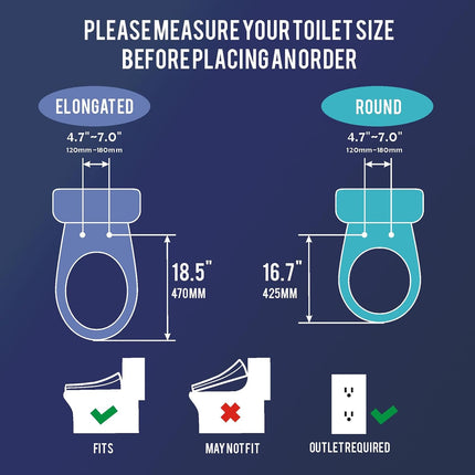 WLJBIDET O7L-1V Elongated Bidet Toilet Seat with Warm Water Wash, Air Drying, Heated Seat, Side Panel & Nightlight
