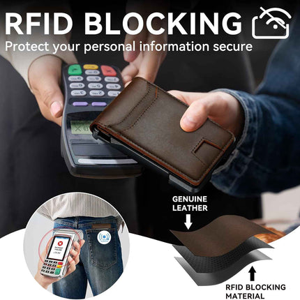 furid Genuine Leather Wallet for Men: RFID Slim Minimalist Wallets with Money Cl