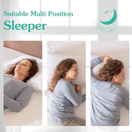 Set of 2 White Goose Feather Bed Pillows - Soft 600 Thread Count 100% Cotton, Me