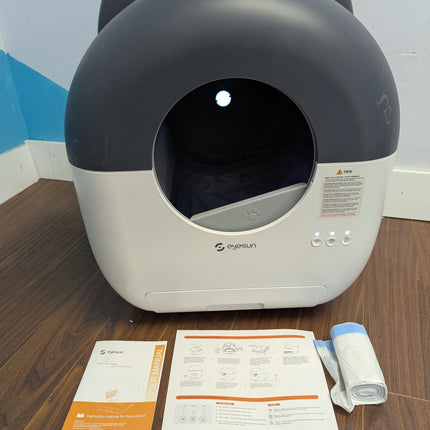 EYESUN 76L Self-Cleaning Cat Litter Box with App Control, 13L Waste Bin, Safety Sensors & Odor Control