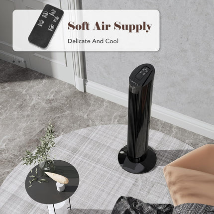 30'' Tower Fan, Portable Oscillating Quiet Cooling Fan with Remote, 3 Speeds, Bu