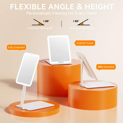 Auxmir Rechargeable Travel Makeup Mirror, Portable Travel Lighted Makeup Mirror