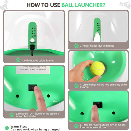 FENTERXY Automatic Dog Ball Thrower with 3 Balls Interactive Tennis Ball Launche