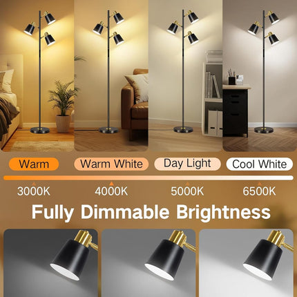 OUTON LED Tree Floor Lamp, Modern Dimmable Standing Lamp with Remote & Touch Con