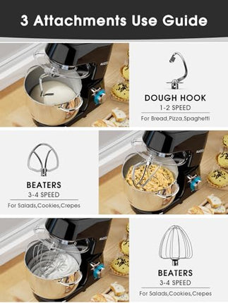 KUCCU Stand Mixer, 9.5 Qt 660W, 6-Speed Tilt-Head Food Dough Mixer, Electric Kit