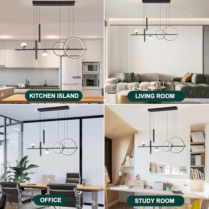 ORANOOR LED Modern Chandeliers for Dining Room, Dimmable Black Gold Chandelier K