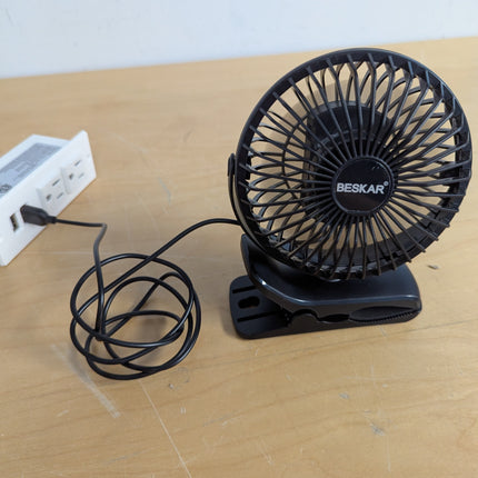 BESKAR USB Powered Clip on Fan, Portable Small Fan with Cord, 3 Speeds Strong Ai