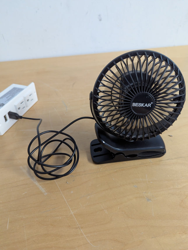 BESKAR USB Powered Clip on Fan, Portable Small Fan with Cord, 3 Speeds Strong Ai