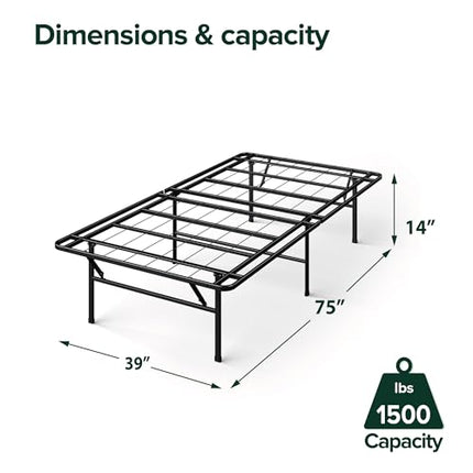 Zinus Twin Bed Frame - SmartBase 14 Inch Deluxe Metal Bed Frame with Steel Slat