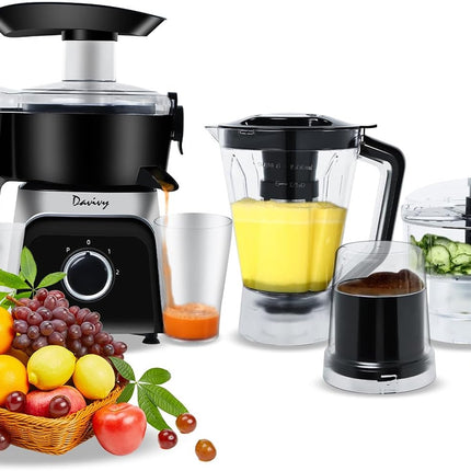 Davivy Food Processors Combo,Centrifugal Juicer,3CUP Electric Food Processor, 50