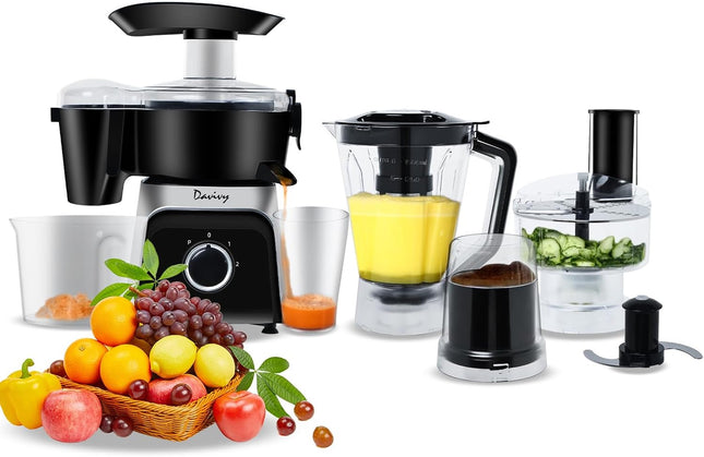 Davivy Food Processors Combo,Centrifugal Juicer,3CUP Electric Food Processor, 50