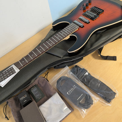 Fesley X 39" Solid Body Electric Guitar:Electric Guitar Kit with Bone Nut, Full