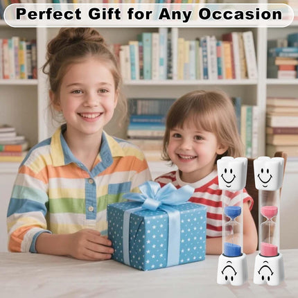 2 Minute Toothbrush Sand Timer for Kids, Small Blue and Pink Smiley Acrylic Hour