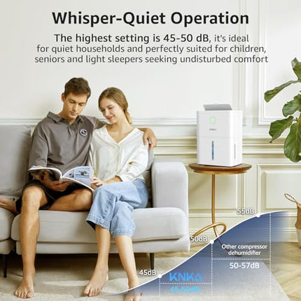 21 Pint Quiet Dehumidifier with Drain Hose, 1300 Sq.ft Dehumidifiers for Home, S