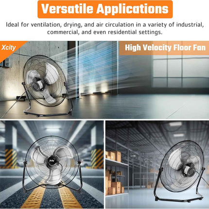 Xcity 18-Inch Metal Floor Fan, High Velocity 4000 CFM Industrial Fan, 3-Speed &