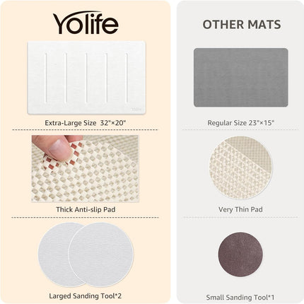 Yolife Stone Bath Mat Large, 32" x 20" Diatomaceous Earth Bath Mat for Bathroom,