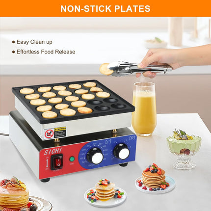 SICHI Mini Pancake Maker Machine with 550℉Heating and Timer Control, 25PCS Elect