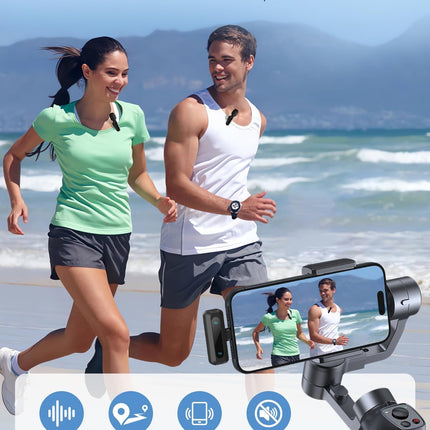 Wireless Lavalier Microphone for iPhone, iPad, Android Phone，2-Pack Mini Microph