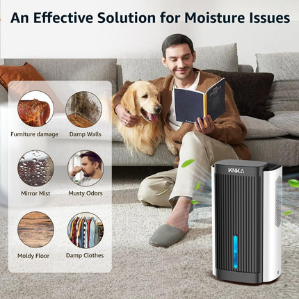 KNKA Dehumidifier,95 OZ Water Tank, (800 sq. ft) Quiet Dehumidifier for Basement
