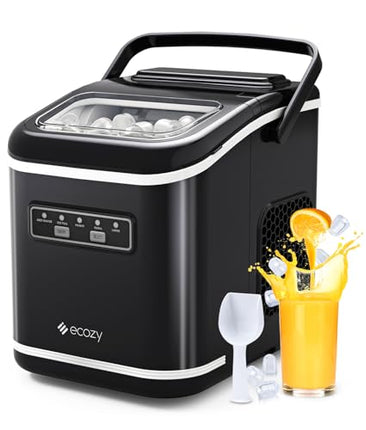 Ecozy Countertop Ice Maker, Portable, Self-Cleaning, 9 Bullet Ice Cubes in 6 Min