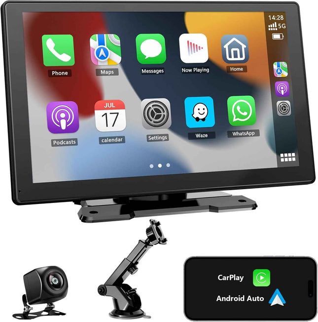 9'' Carplay Screen for Car, Wireless Carplay & Android Auto, Portable Carplay Sc