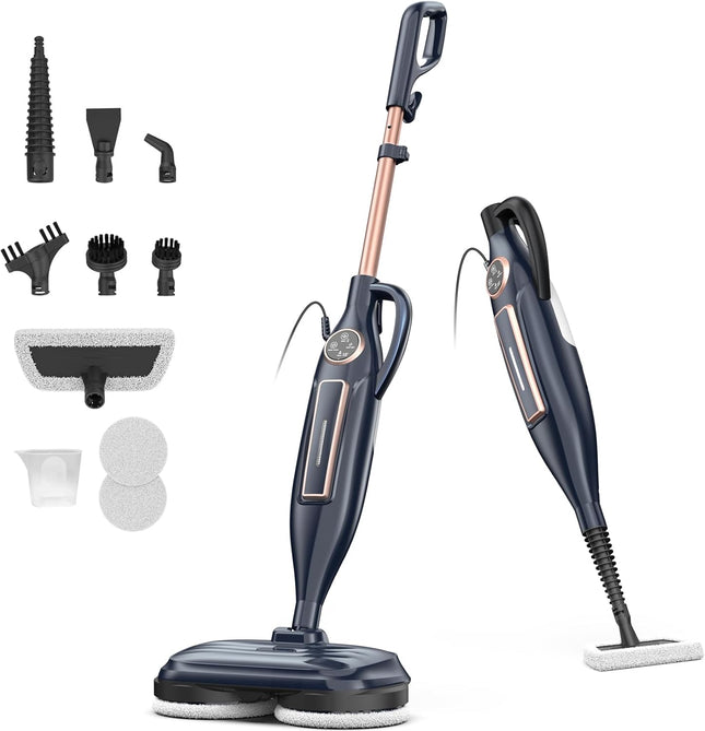 DEVOAC VM6 Steam Mop with Rotating Pads, 10 in 1 Lightweight Steam Mop & 3 Steam