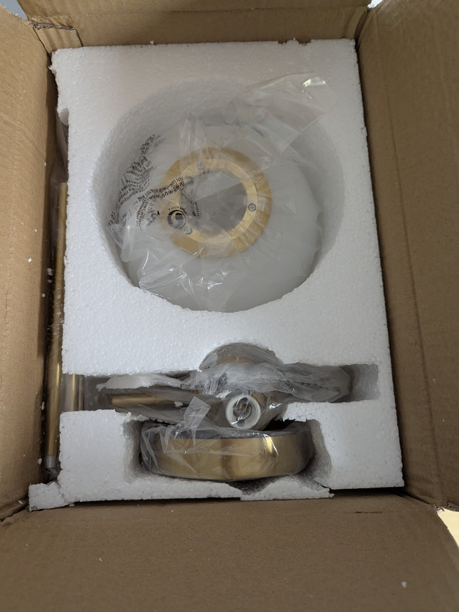 GOLD COLOR Modern Pendant Light with 7.1'' Frosted Glass Globe – Adjustable Kitc