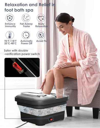 OOAMBB Collapsible Foot Spa with Heat, Bubble, Temperature Control and XL Touch