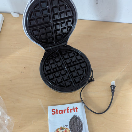 Starfrit Electric Waffle Maker - 7" Non-Stick Ceramic Cooking Surface - Scratch