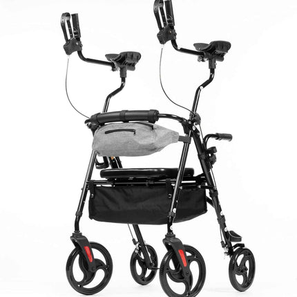 Purarelax Upright Rollator Walker, Stand Up Walkers with Armrest, 10" Wheels, Fr