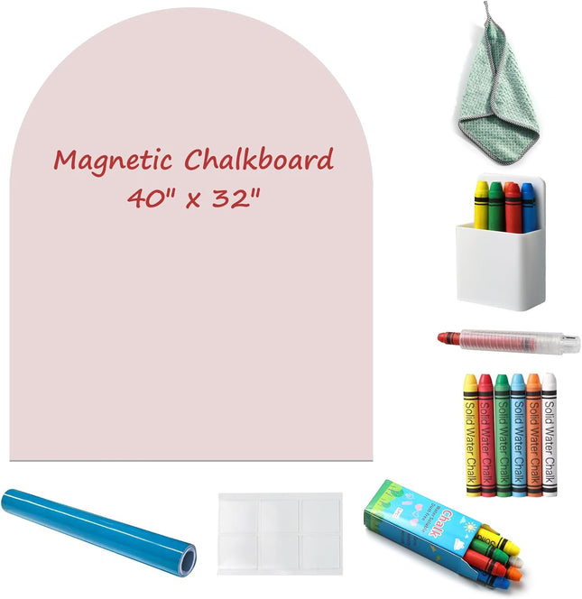 Magnetic Chalkboard Wall Decal 40"x32" - Upgraded Adhesive, Includes Wipe Cloth,