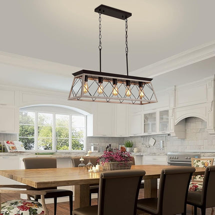 Q&S 5-Light Kitchen Island Light Fixtures Farmhouse Rustic Vintage Industrial Co