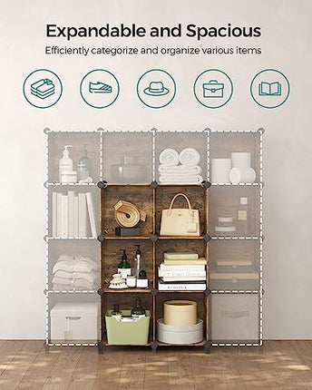 SONGMICS 6 Cube Storage Organizer, DIY Closet Shelf, Plastic Clothes Organizer,