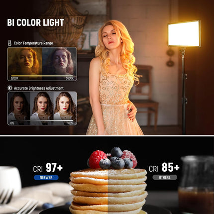 NEEWER 192 LED Video Light Panel, 20W Ultra Thin Bi-Color 3200-5600K with 8000mAh Battery & Cold Shoe Mount